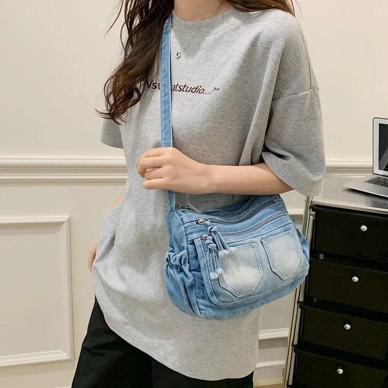Fashion Casual Women's Crossbody Bag High Quality Denim Shoulder Bags Large Capacity Tote bags Multi Functional Women‘s Handbags