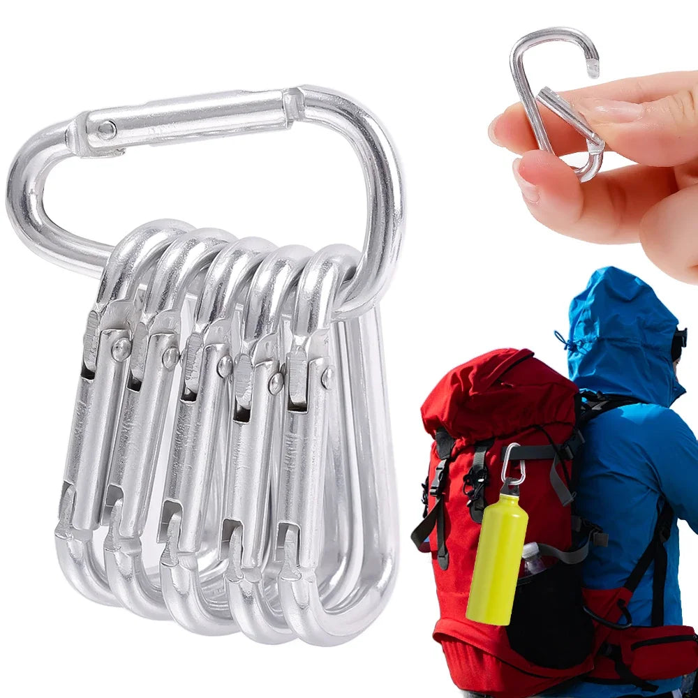 D Ring Carabiner Aluminum Alloy Keychain Clip for Water Bottle Bluetooth Headset Backpack Buckle Outdoor Camping Hiking 20/2pcs