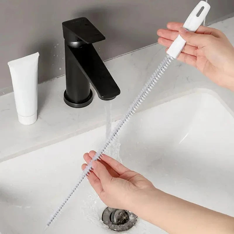1-6 pcs Drain Brush Bendable Hair Catcher Long Ergonomic Handle  Pipe Cleaner Pipe Dredging Brush Bathroom Hair Sink Accessories