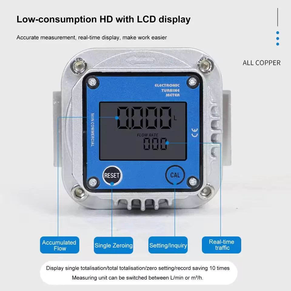 High Precision Gas Flow Meter Digital LCD Display Roots Flowmeter for Liquefied Natural Gas Oxygen Industry-Grade DN15/20/25