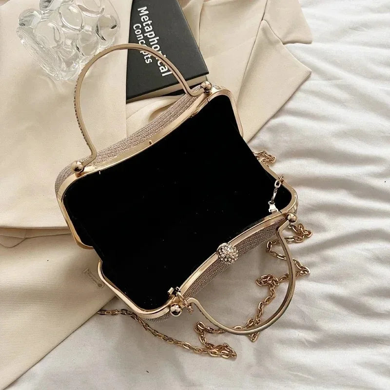 Luxury Handbag Women's Evening Clutch Bag Fashion Designer Sparkly Crystal Shoulder Chain Bag Party Wedding Purse