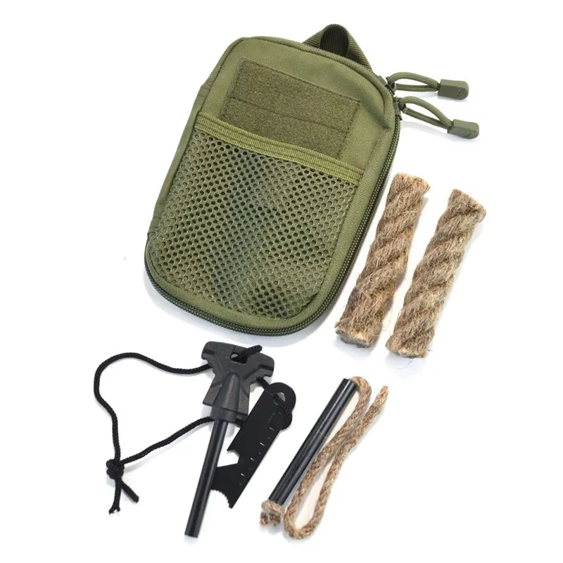Portable Magnesium Fire Starter Stick Flint Lighter Set Large Wooden Handle Outdoor Survival Rescue Equipment Camping EDC Tool