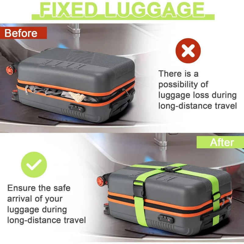 4Luggage Strap Set，Luggage Securing Strap，Luggage Strap，Used for Sealing and Convenient Identification of Travel Bags，Travel Acc