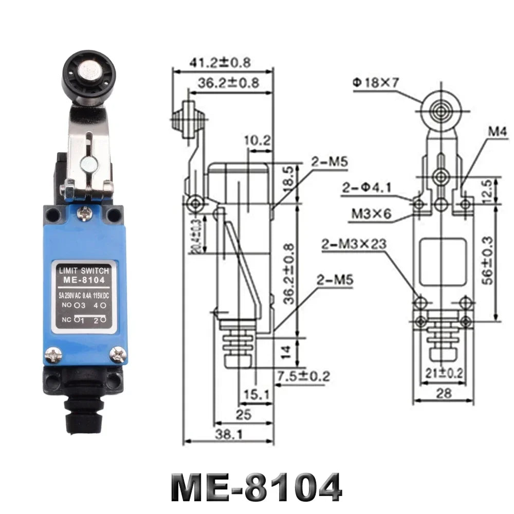 Waterproof CNC Limit Switch ME 8108 8111 8122 9101 5A/220V Rotary Roller Lever Sealed Industrial Momentary Limit Switch 1NO 1NC
