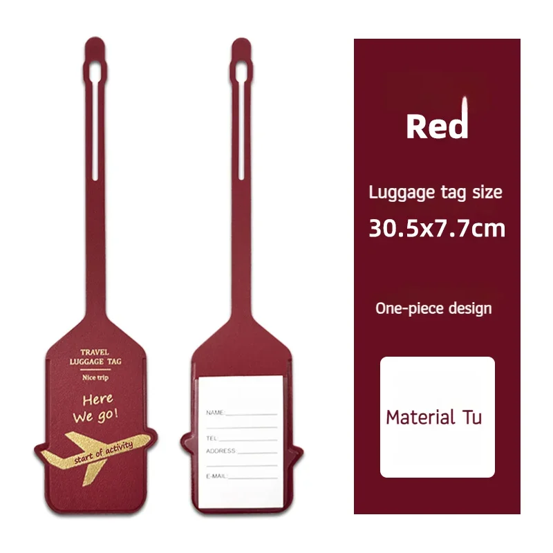 Hot Stamping Airplane Luggage Tag - PU Leather Travel Baggage Identifier with Contact Info Card