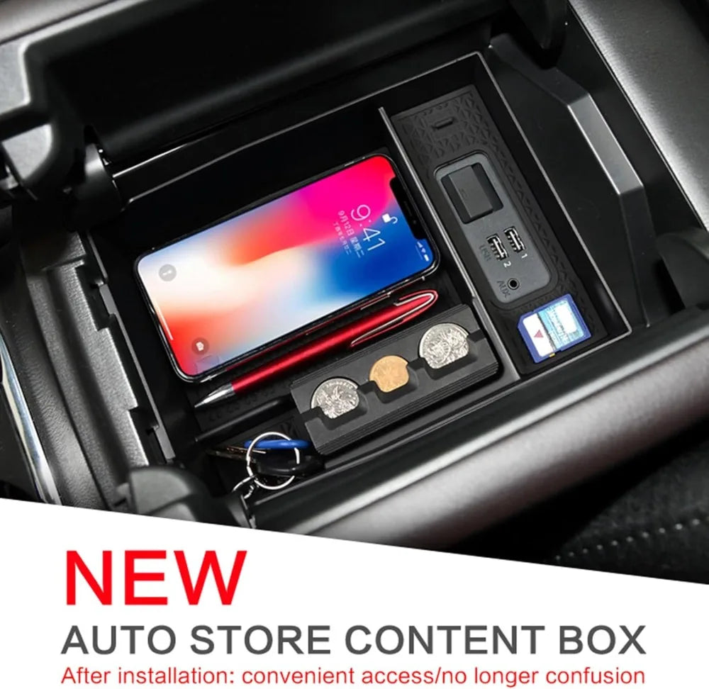 Car Interior Central Armrest Box Storage Box For Mazda CX-8 CX-9 2016-2024 CX8 CX9 Insert ABS Hidden Tray Auto Accessories