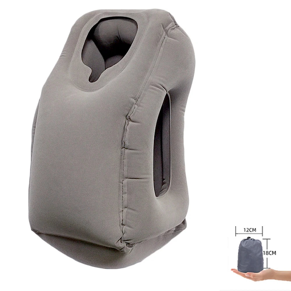 Upgraded Inflatable Air Cushion Travel Pillow Headrest Chin Support Cushions for Airplane Plane Car Office Rest Neck Nap Pillows
