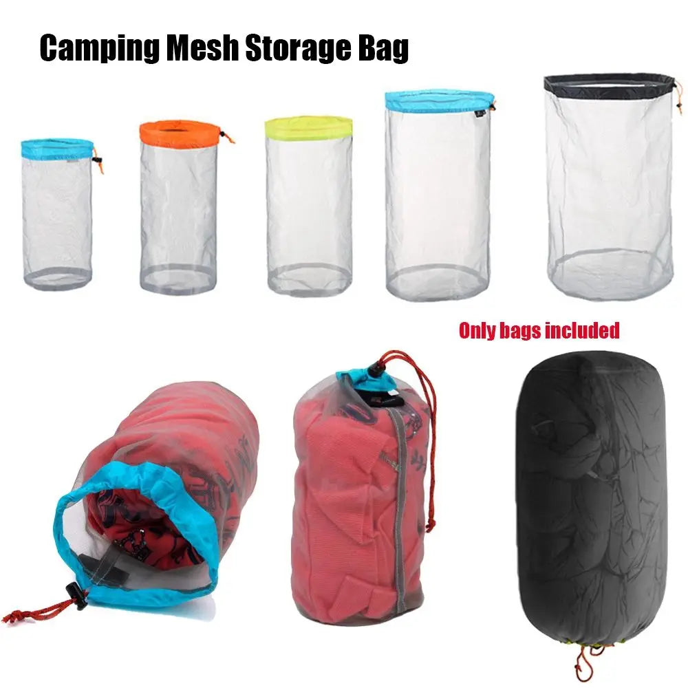 High quality Ultralight Mesh Hiking Tools Traveling Bags Camping Sports accessories Climbing organizer Drawstring Storage Bag