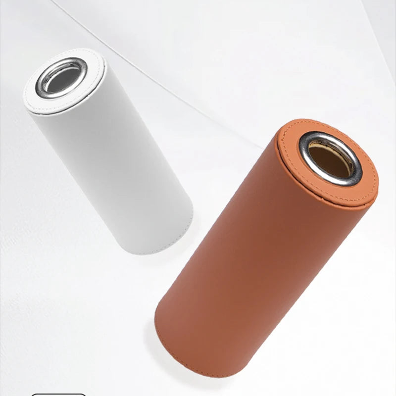 1Pc Universal Cylinder Car Tissue Box Luxury PU Leather Napkin Holder for Cup Holder Storage Case Suitable for Tesla Audi Merced