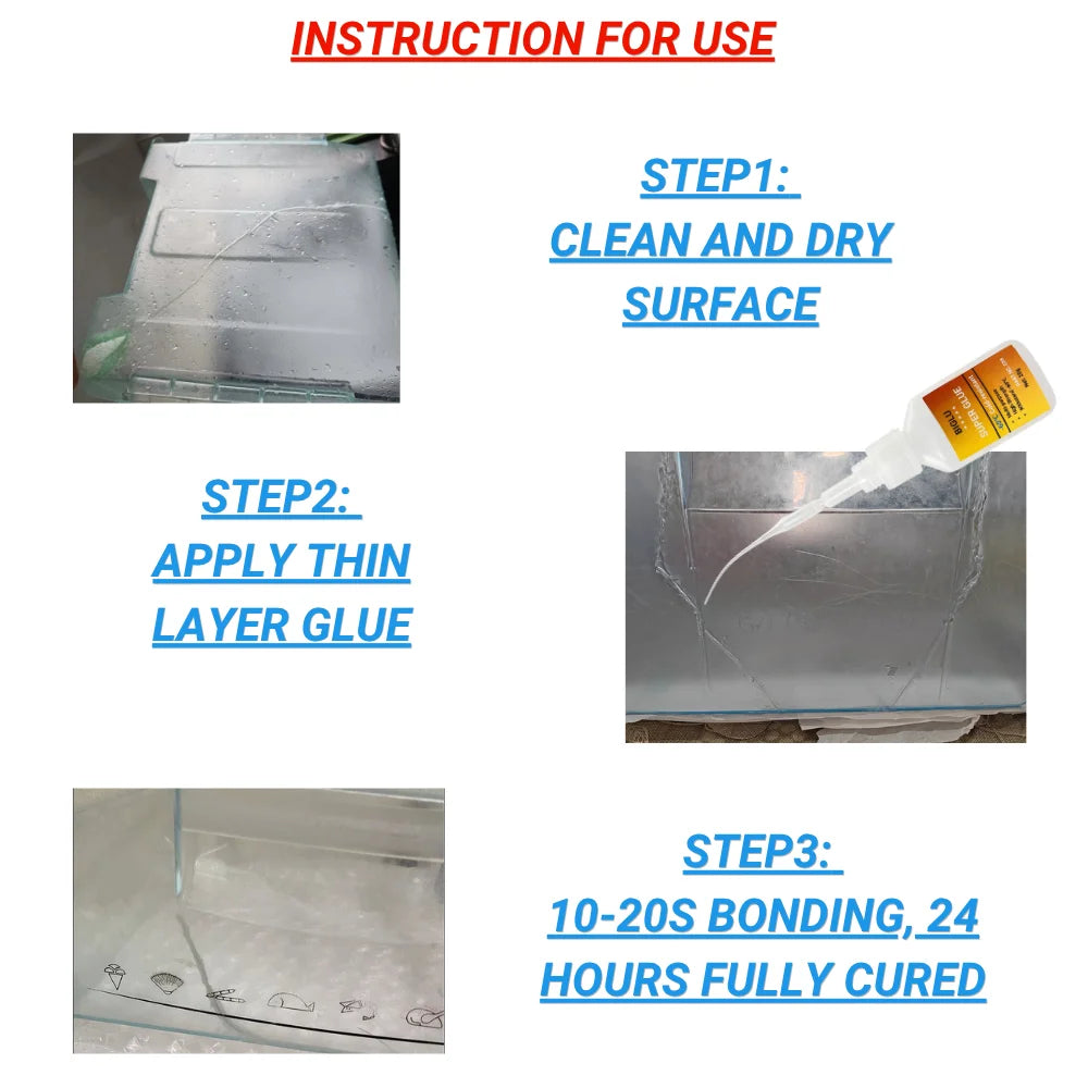 Refrigerator Drawer Repair Glue, -60℃ Low Temperature Resistant Super Glue, Instant Adhesive For PVC ABS Plastic Freezer Drawer