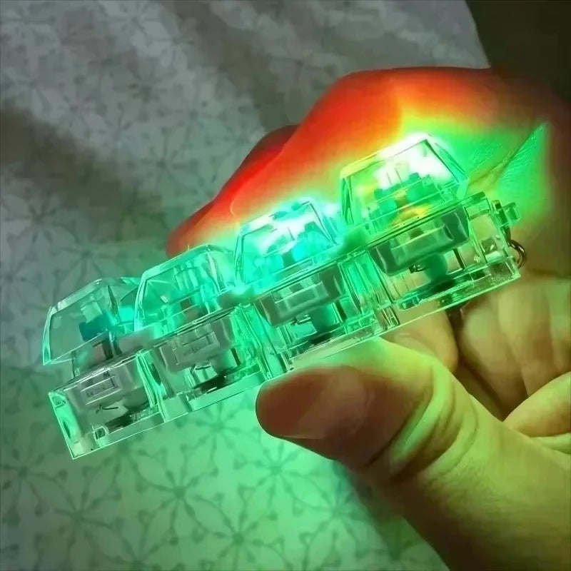 Light Up 4 Keys LED Finger Keyboard Keycap Stress Relief Fidget Toy Keychain Pinch Tester Office Desk Accessory