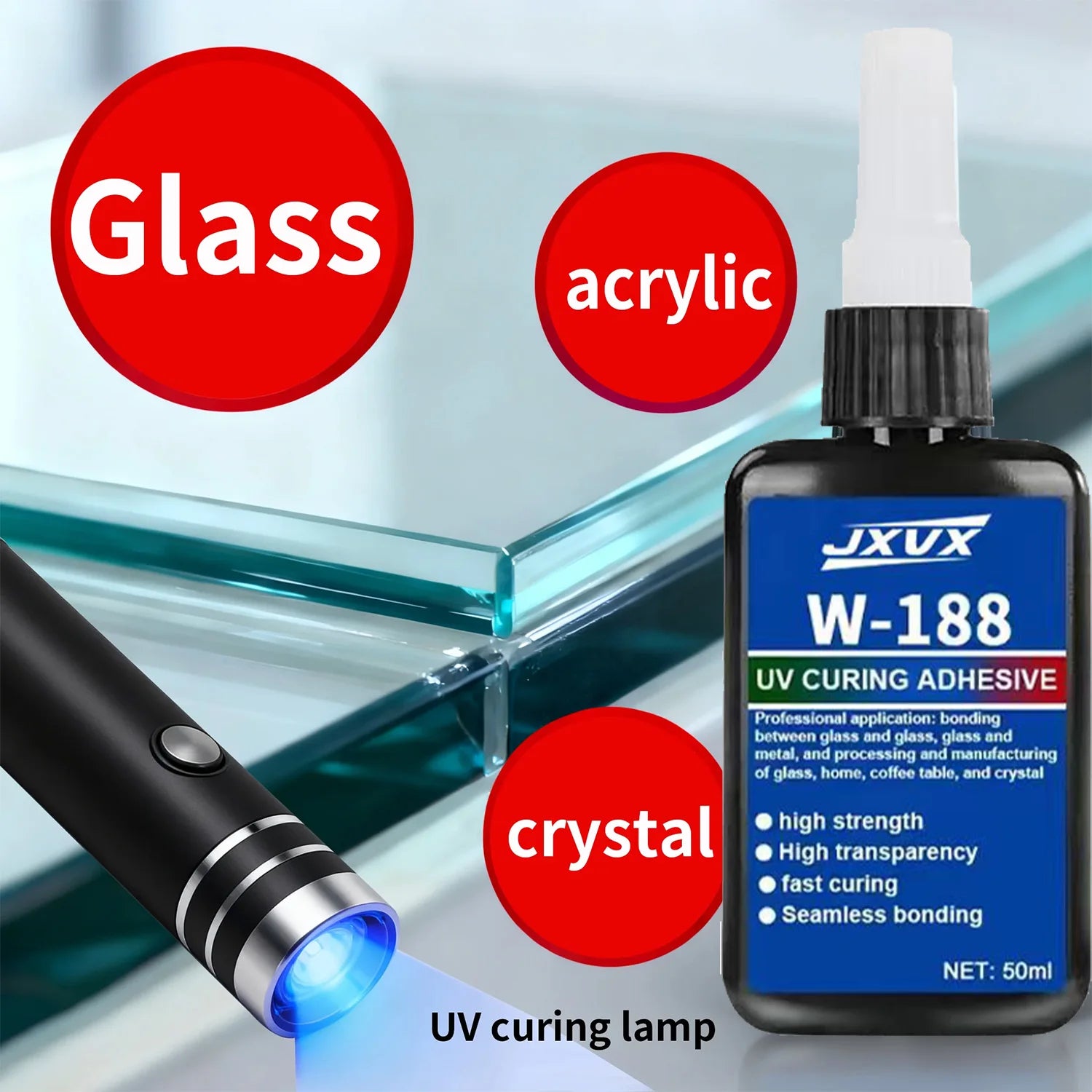 High-Strength UV Epoxy Adhesive UV-Curable Glue DIY Model Making (For use with UV curing lamps)
