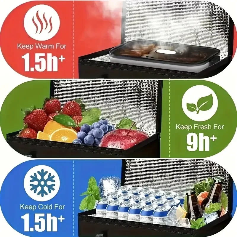 1pc Large Capacity Tote Cooler Grocery Bags, Foldable Storage Bag Thermal Insulation Picnic Bags Waterproof Lunch Delivery Box