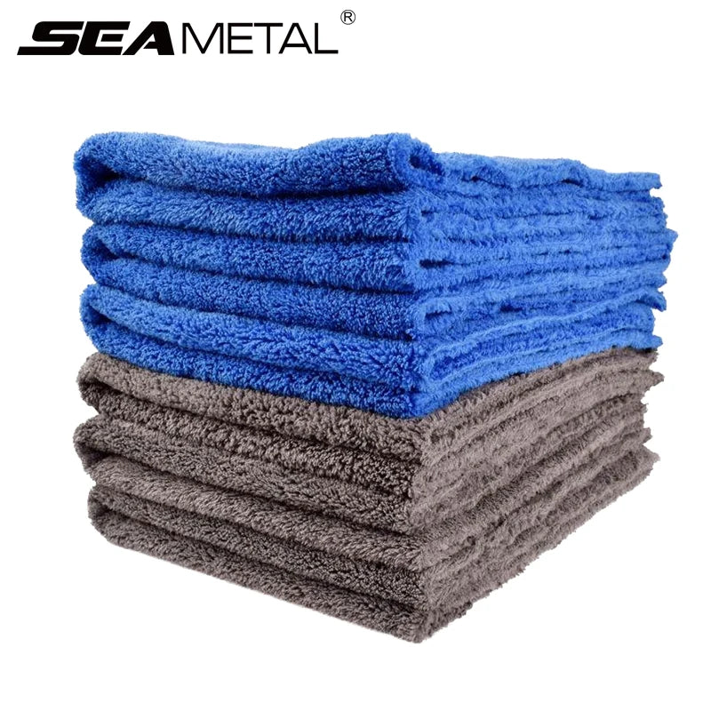 SEAMETAL 1/2/6pcs Car Wash Microfiber Towel Car Cleaning Drying Cloth Soft Edgeless Car Detailing Washing Towel 40X40CM 350GSM