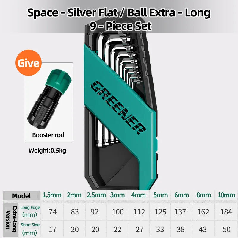 GREENERY Rainbow Hex Key Allen Wrench Set High-strength Extended Universal Wrench L Wrench Metric Hex Key for Allen Screws