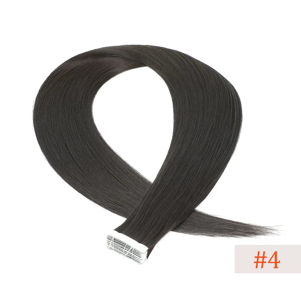 26" Straight Tape In Hair Extensions 20pcs 50 Grams Heat Resistant Fiber Colored Tape In Hair Double Sided Adhesives Hair