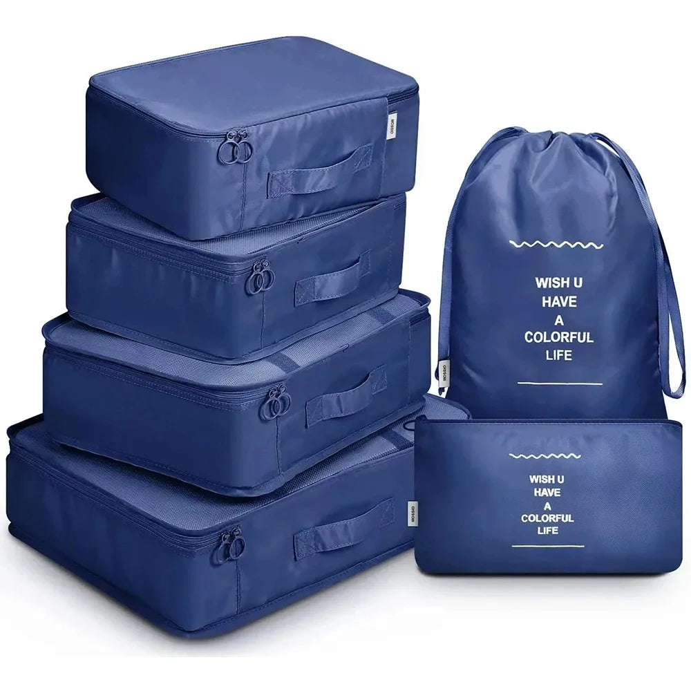 6pcs Travel Bag Organizer Clothes Luggage Travel Organizer Blanket Shoes Organizers Bag Suitcase Traveling Pouch Packing Cubes