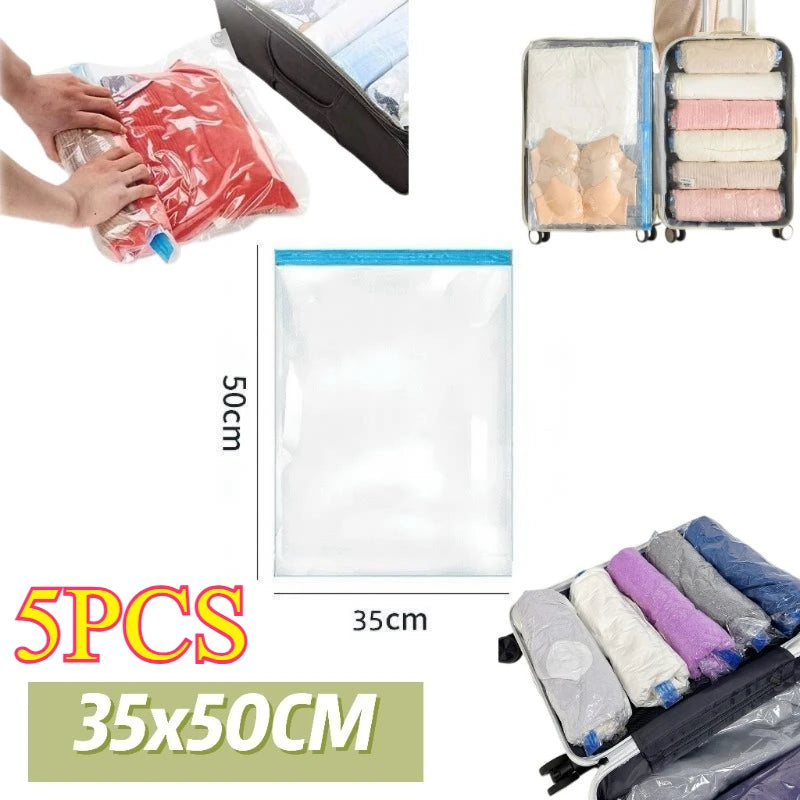 1-8pcs Travel Compression Bags, Travel Essentials Vacuum Storage Bags Space Saving Bags for Suitcases Organizer for Clothes