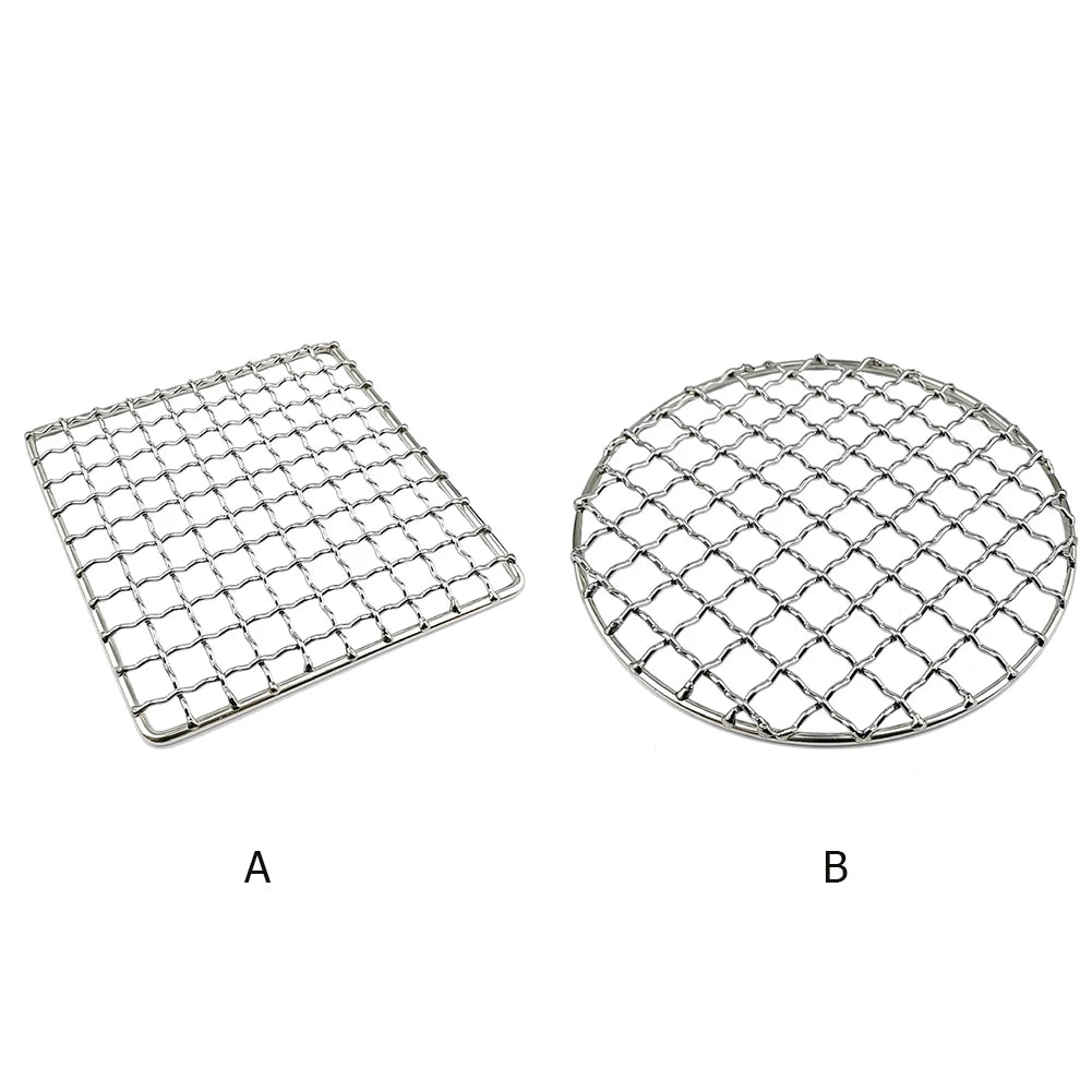 BBQ Grill Mesh Home Roast Net Cooking Grate Stainless Steel Grilling Grate Tool for Outdoor Activities Traveling Picnic