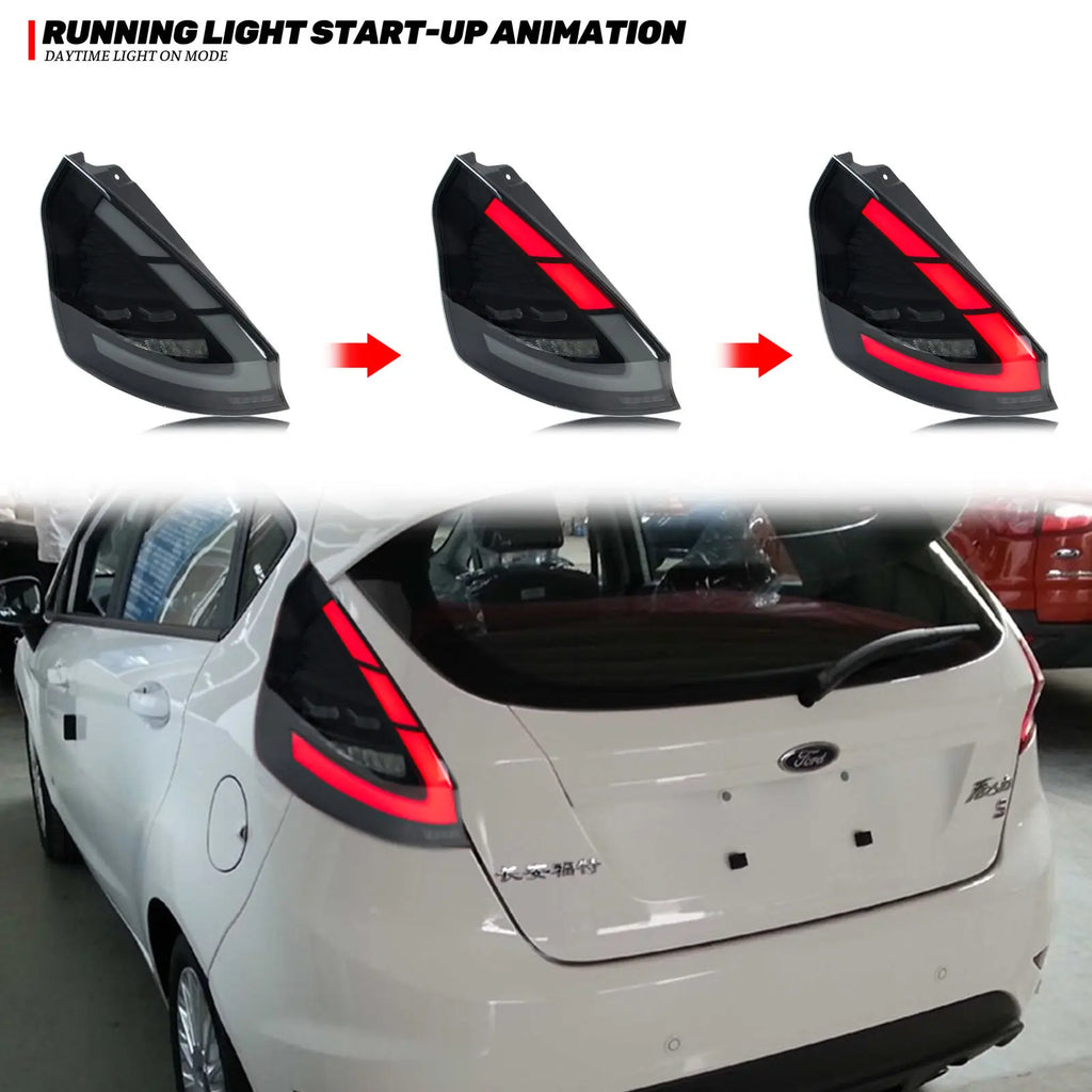 LED Tail Lights for Ford Fiesta MK7 MK7.5 V 2008-2020 Start-up Animation Sequential Turn Signal Rear Lamps Assembly