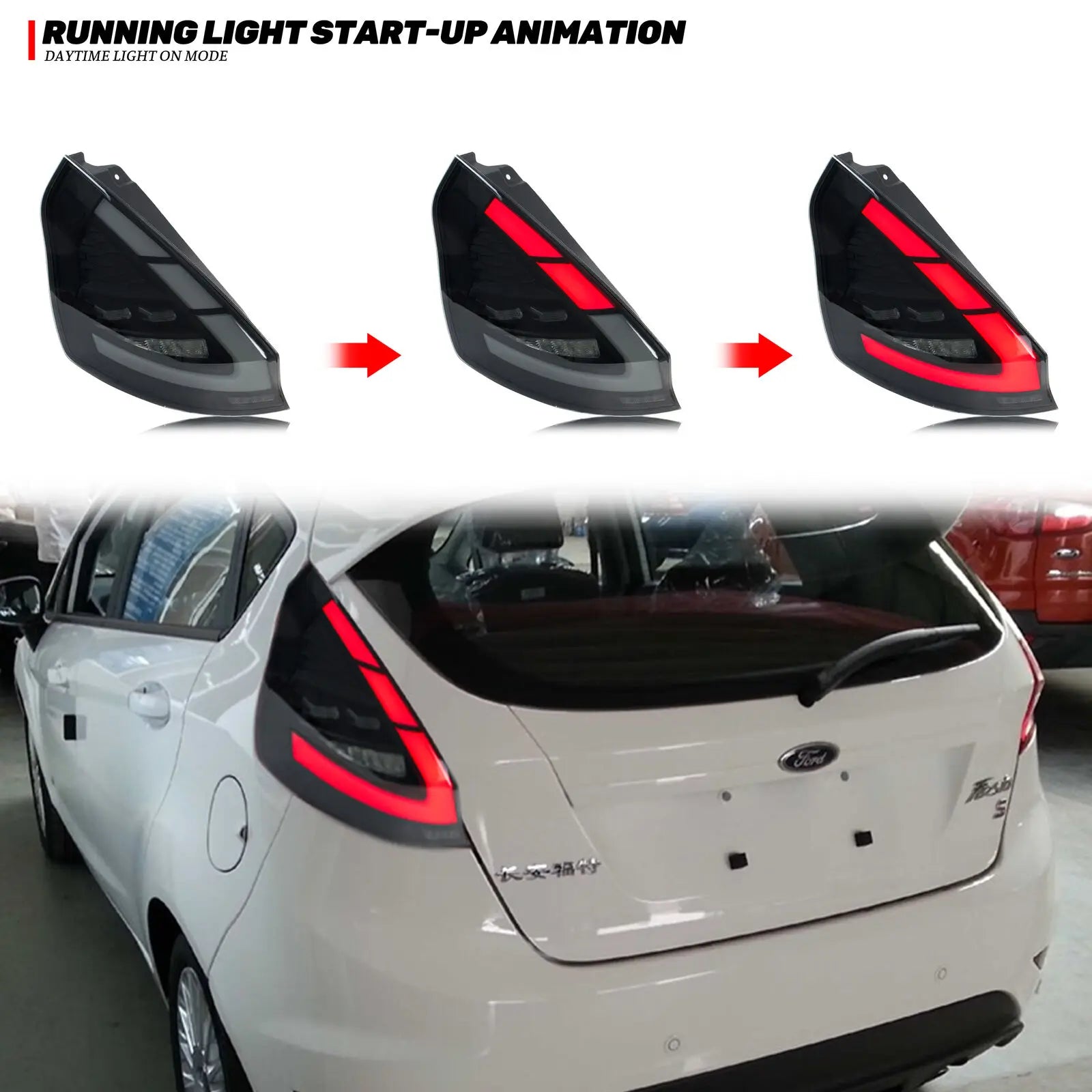 LED Tail Lights for Ford Fiesta MK7 MK7.5 V 2008-2020 Start-up Animation Sequential Turn Signal Rear Lamps Assembly