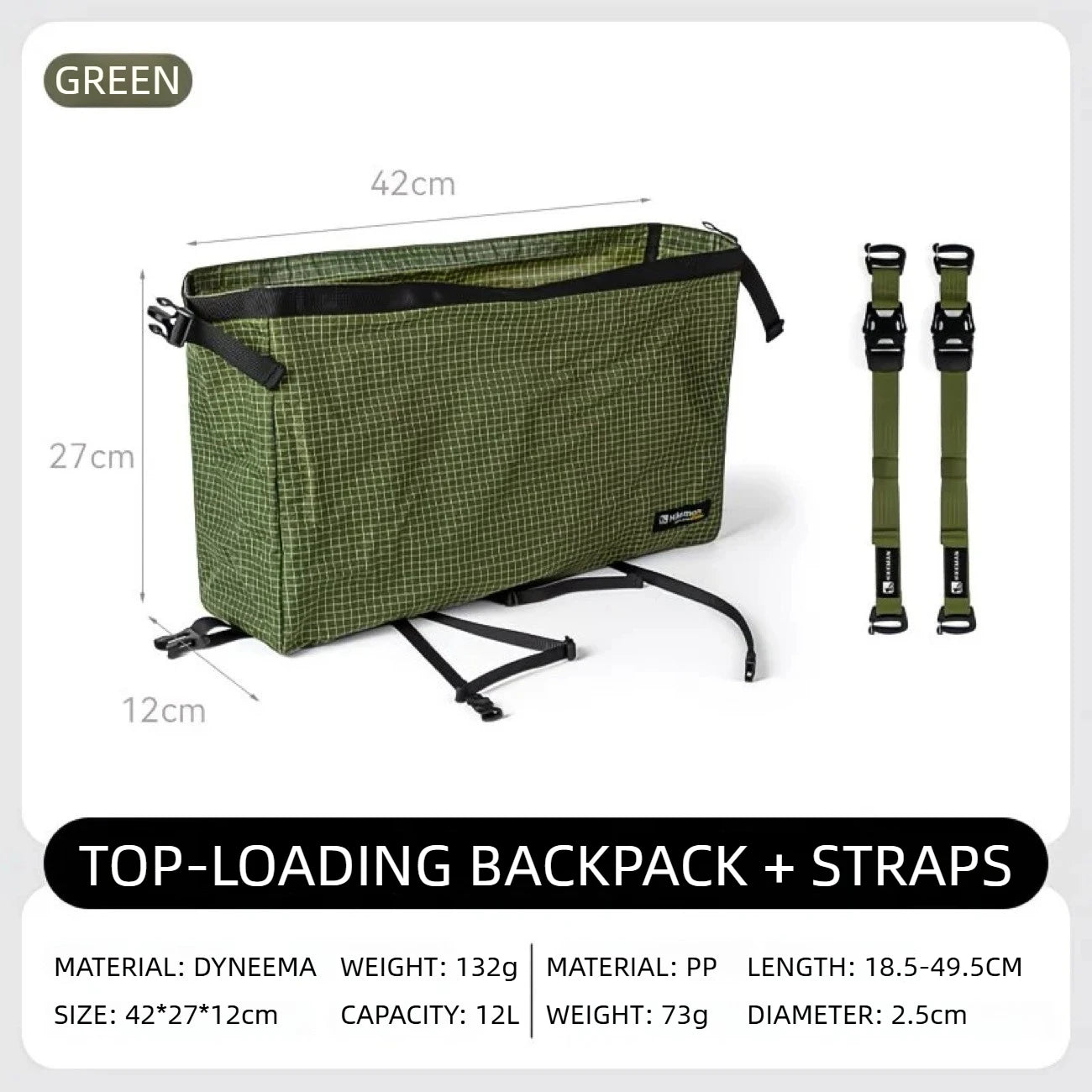 Ultralight Dyneema Backpack Top Lid Waterproof Expansion Pouch Multifunctional External Storage Bag for Hiking & Mountaineering