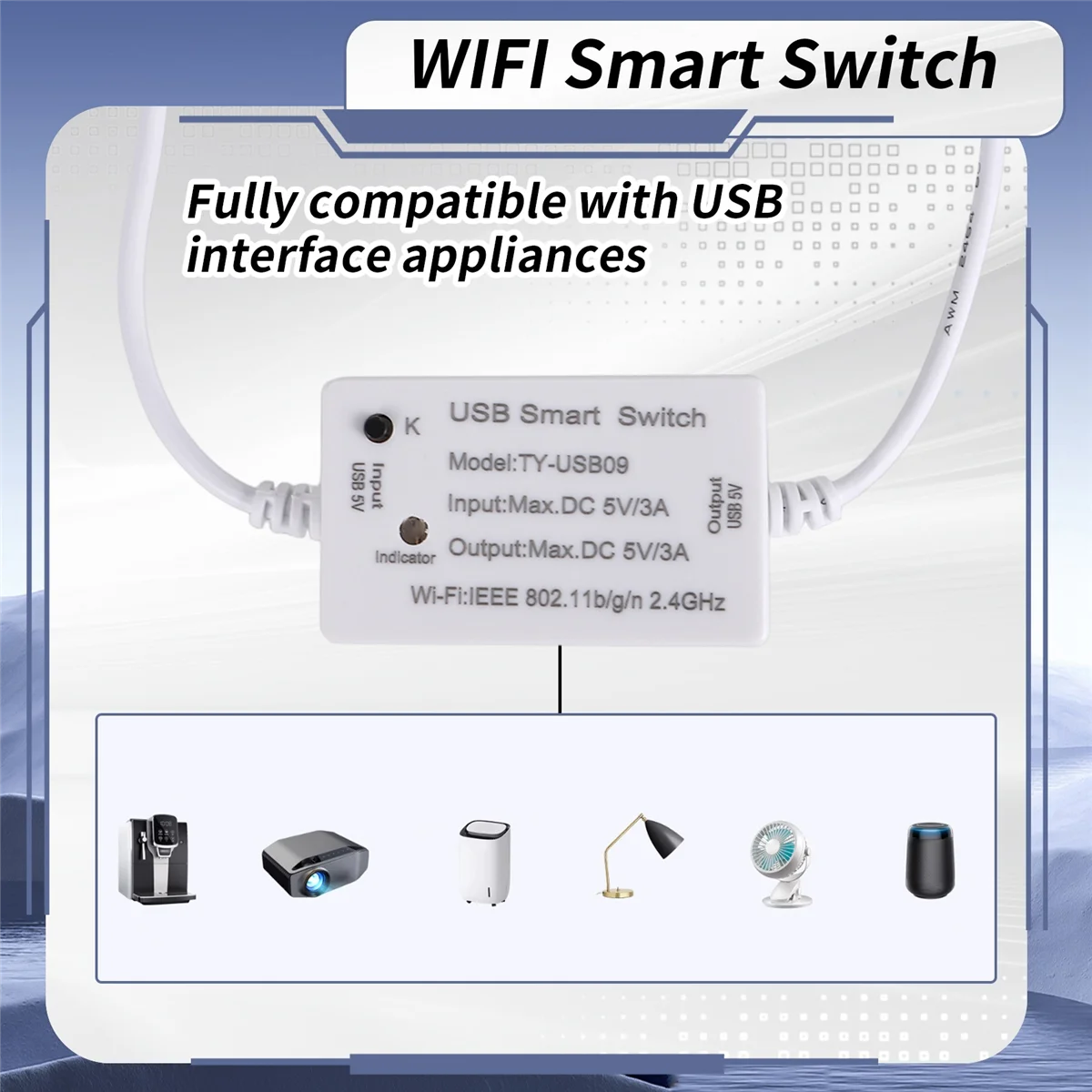 ABQR Tuya USB Smart Switch WIFI Controller Universal Breaker Timer Smart Life for USB Appliances for Home