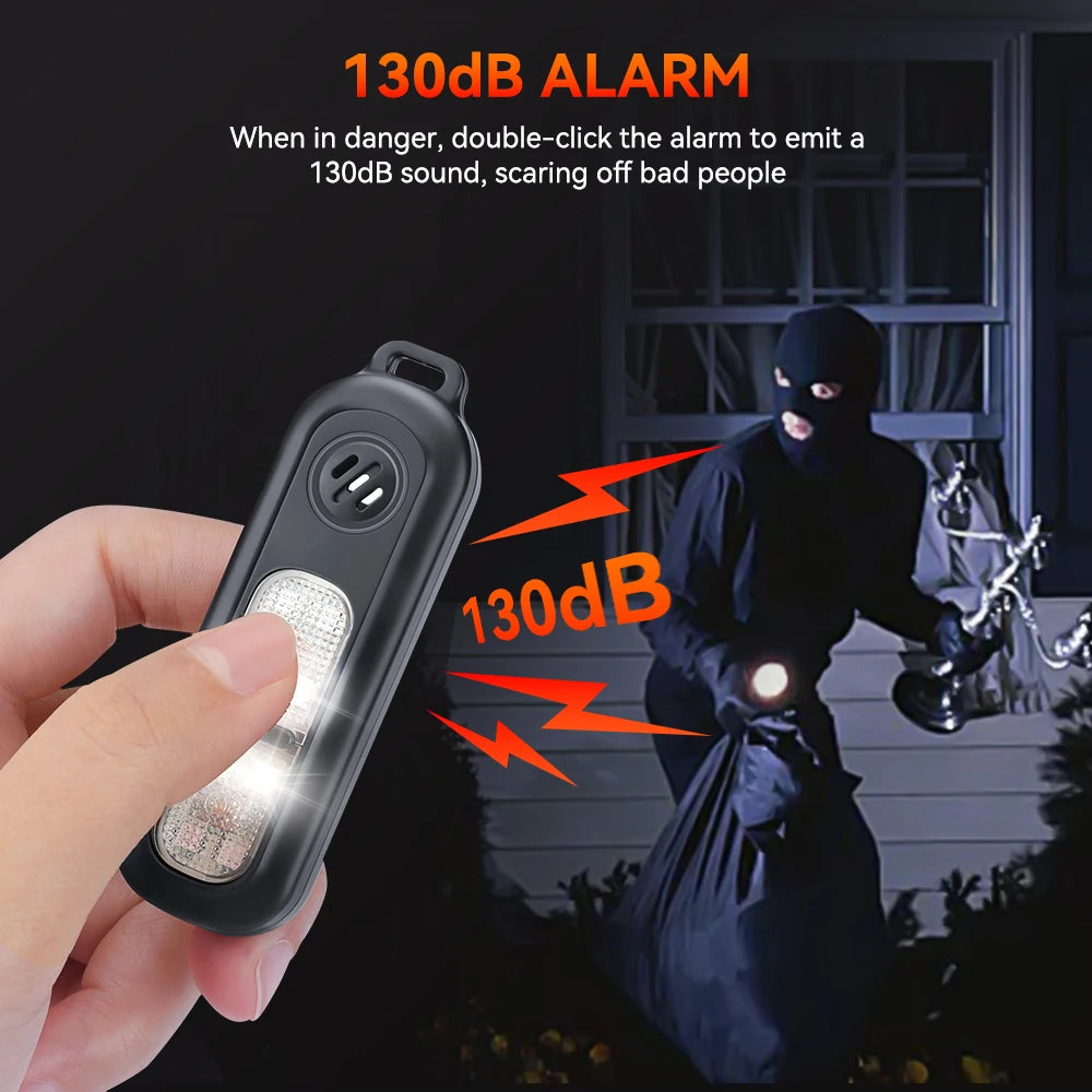 Hollarm Personal Safety Alarm Keychain 130dB for Women USB Rechargeable Protection Emergency LED Light Alarm for night running