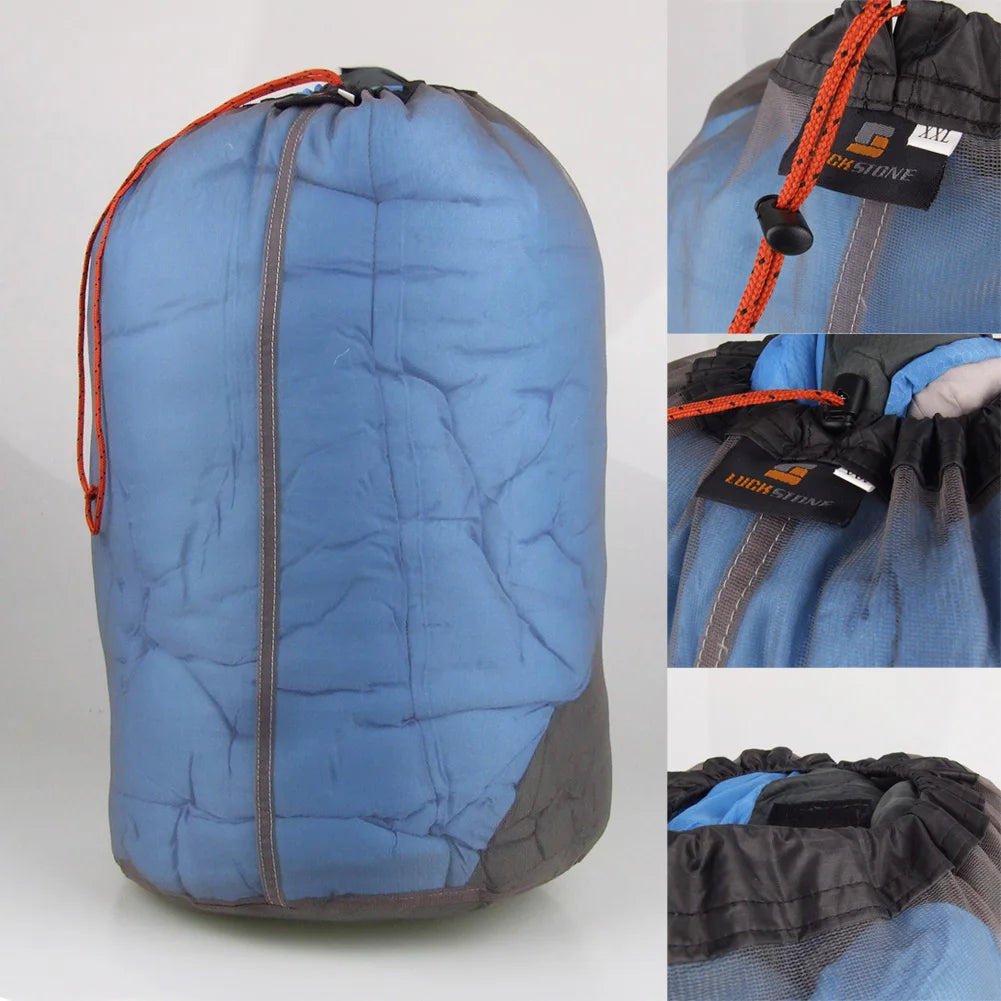 Outdoor Ultralight Mesh Storage Bag Breathable For Sports Camping Drawstring Storage Pack Hiking Travel Tools Compression Bags