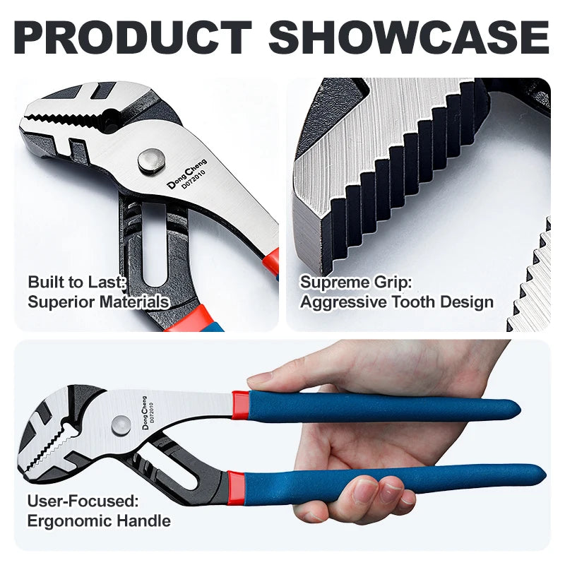 Water Pump Pliers CRV Steel Heat Treated Multi Position Adjustable Groove Joint Pipe Wrench High Torque PVC Grip 8 10 12 16 Inch
