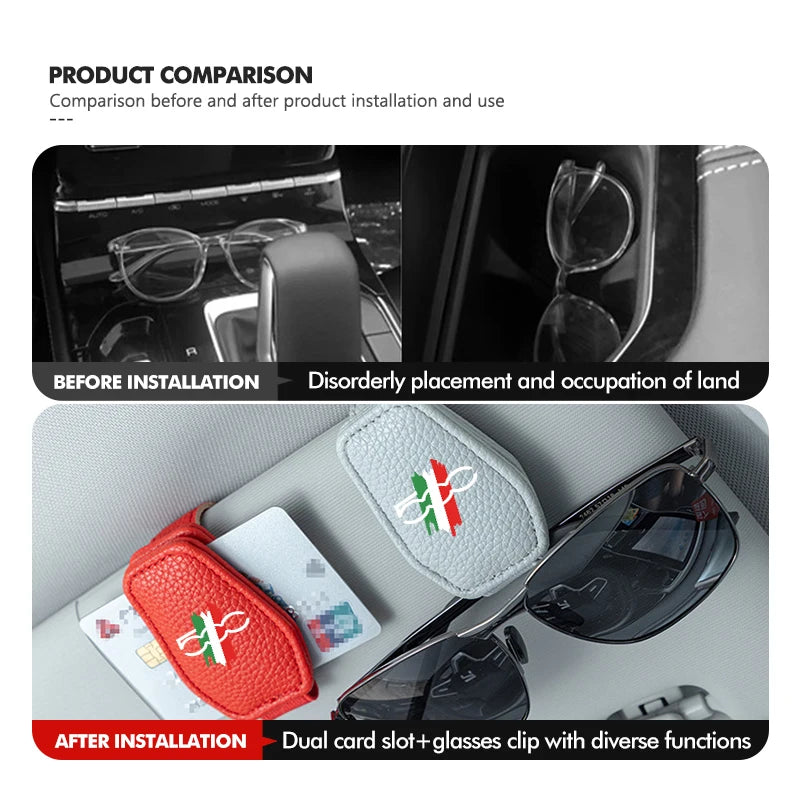 Multifunction Car Sun Visor Mount Sunglasses Clip Holder For Fiat 500 500C 2012 500X 500L Abarth 695