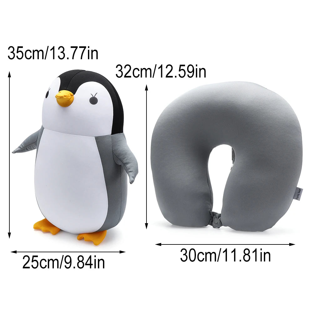 Cute Soft Bedding Multifunctional Cervical Cartoon Protection Neck U Shaped Travel Pillow Penguin Whale Fluffy Pillows