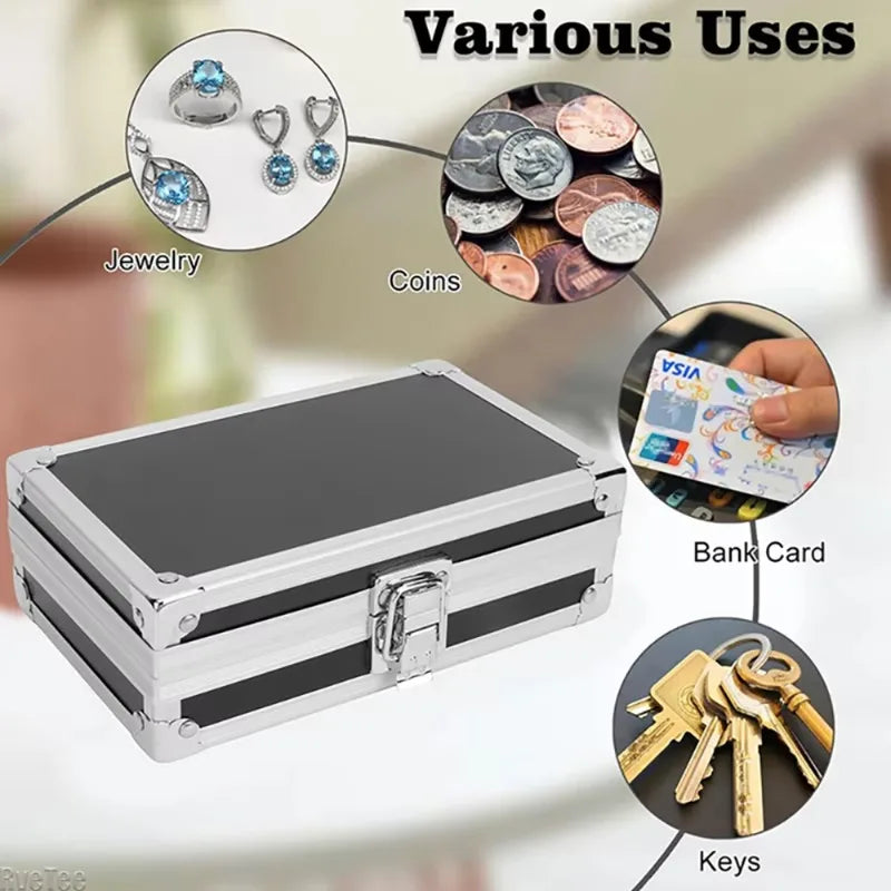 Portable Aluminum Tool Boxes Silver Metal Safety Equipment Cases Instrument Storage Case Cash Jewelry Organizers Rugged Toolbox
