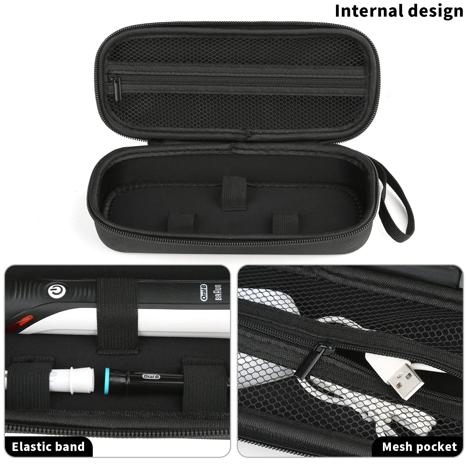 Toothbrush Travel Case for Oral-B Pro 1000, 2000, 3000, 3500, 1500/ for Philips Sonicare Protective Clean 4100 5100- only Bag