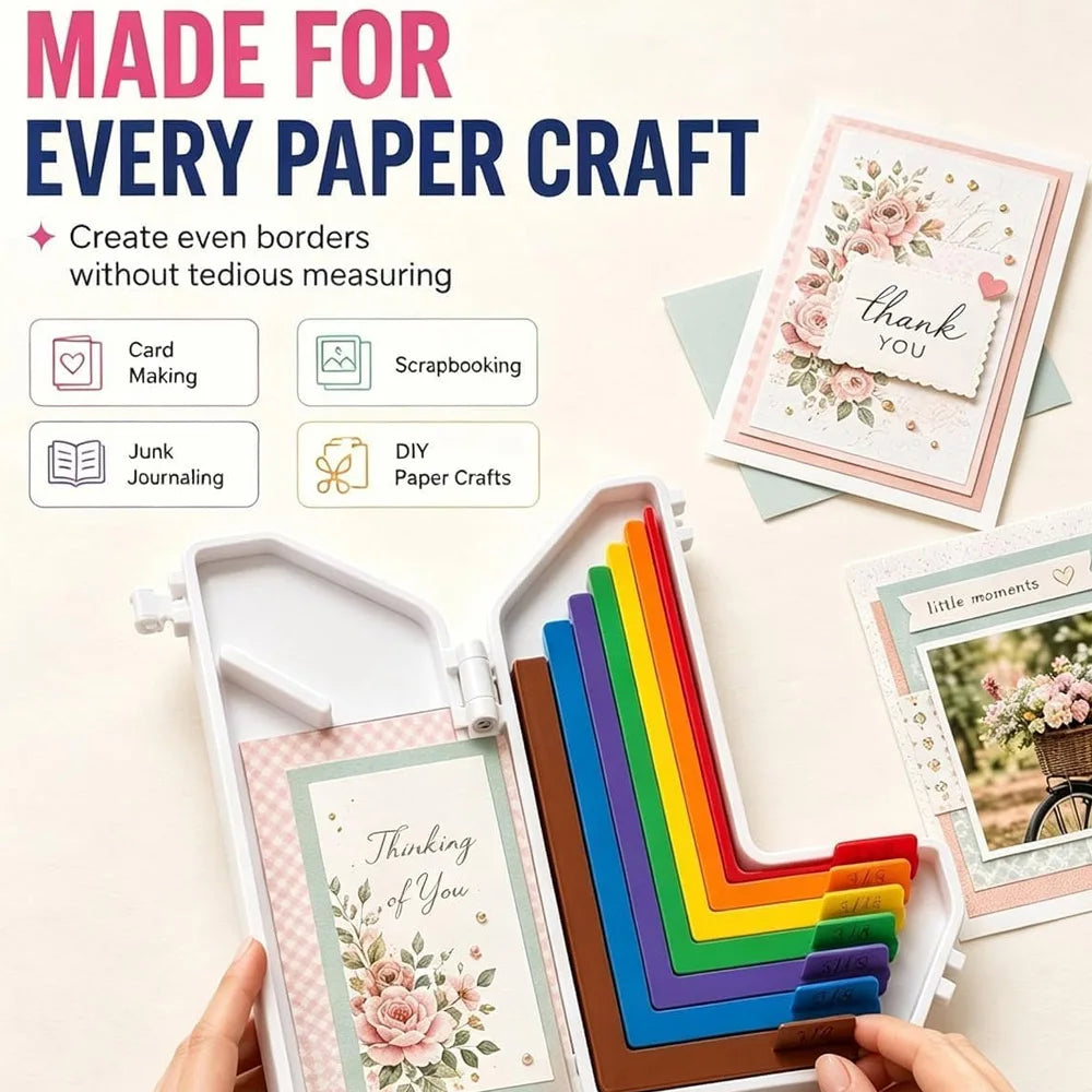 Papercraft Alignment Guide Set Includes Storage Box 7 Edge Precision Laminated Spacers Color Coded Card Making Scrapbooking DIY
