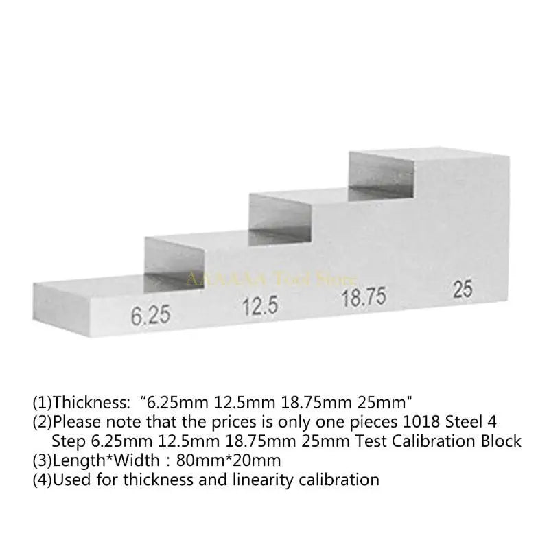 4 Step Test Block Stainless Steel Calibration Block UT-Block Thickness Step Wedge Ultrasonic Test Block 6.25-25mm