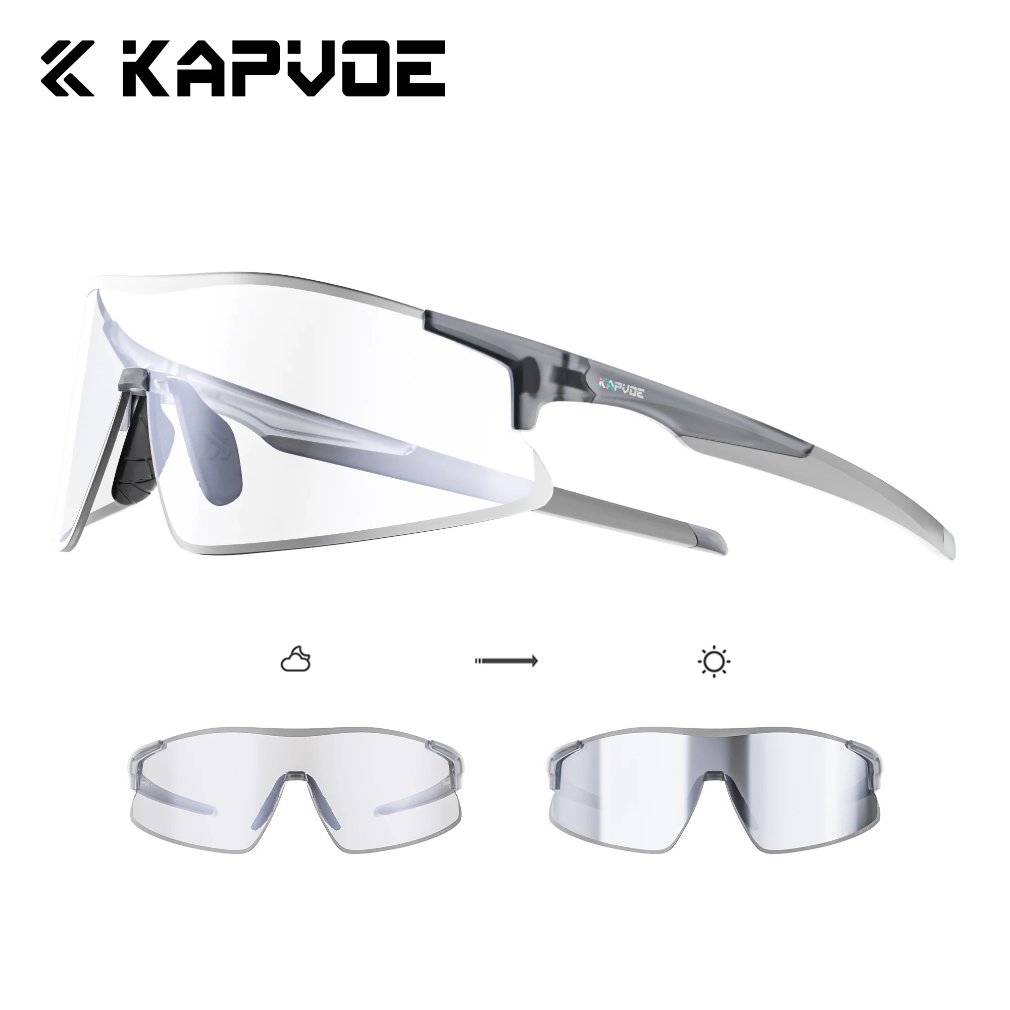 Kapvoe New Photochromic Running Sunglasses Men Women Marathon Ultralight Outdoor Sports Cycling Hiking UV400 Climbing Goggles