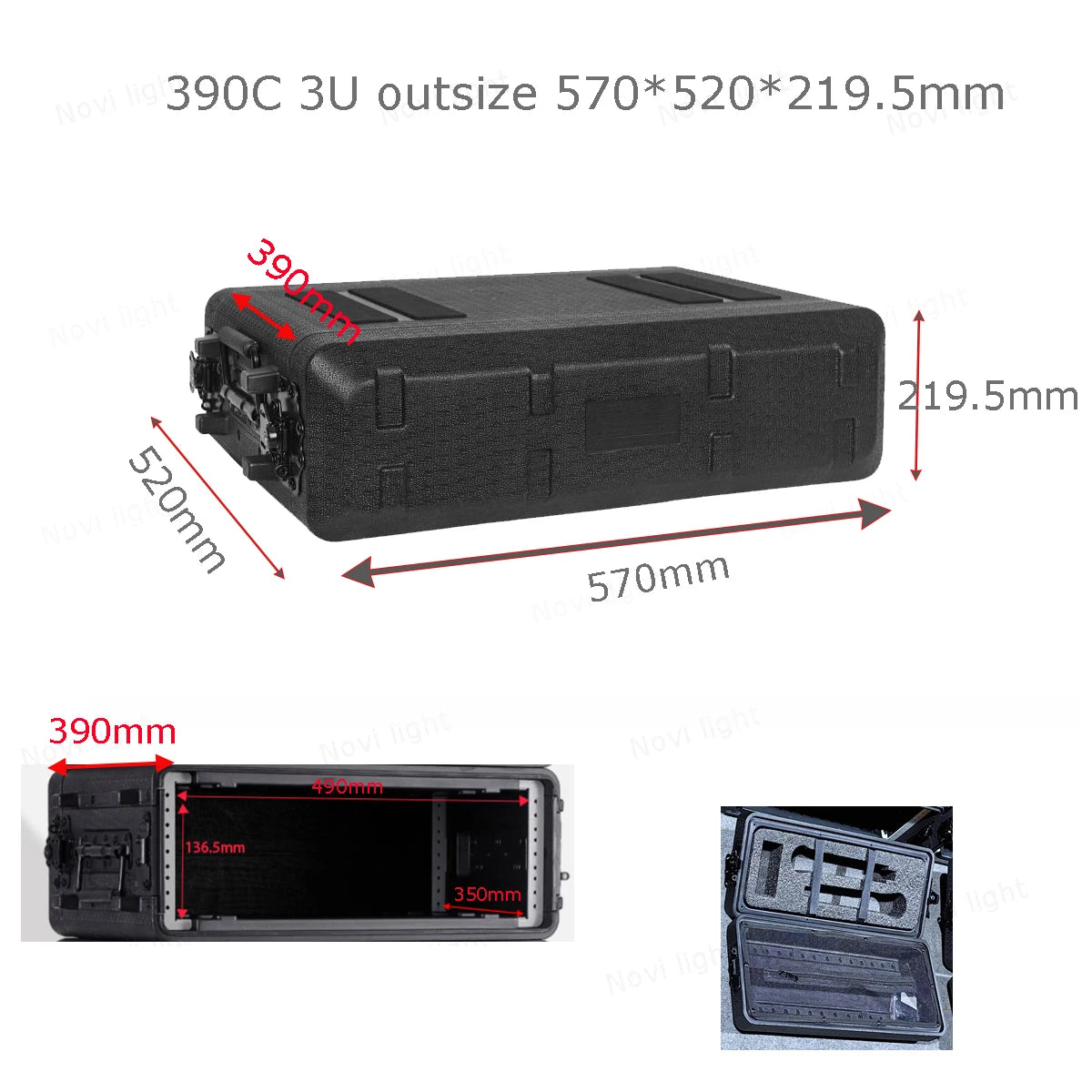 Portable 19-inch Cabinet Main Body Depth 390mm Aviation Box Amplifier Receiver 2U3U4U6U Chassis Rack Microphone Shockproof Case