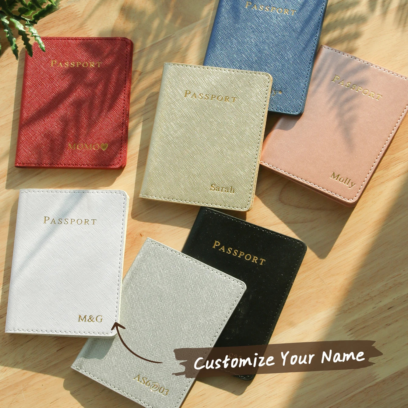 Personalized Passport Holder Customized Hot Stamping Name Passport Customize Letters Cover Passport Holder Travel Wallet
