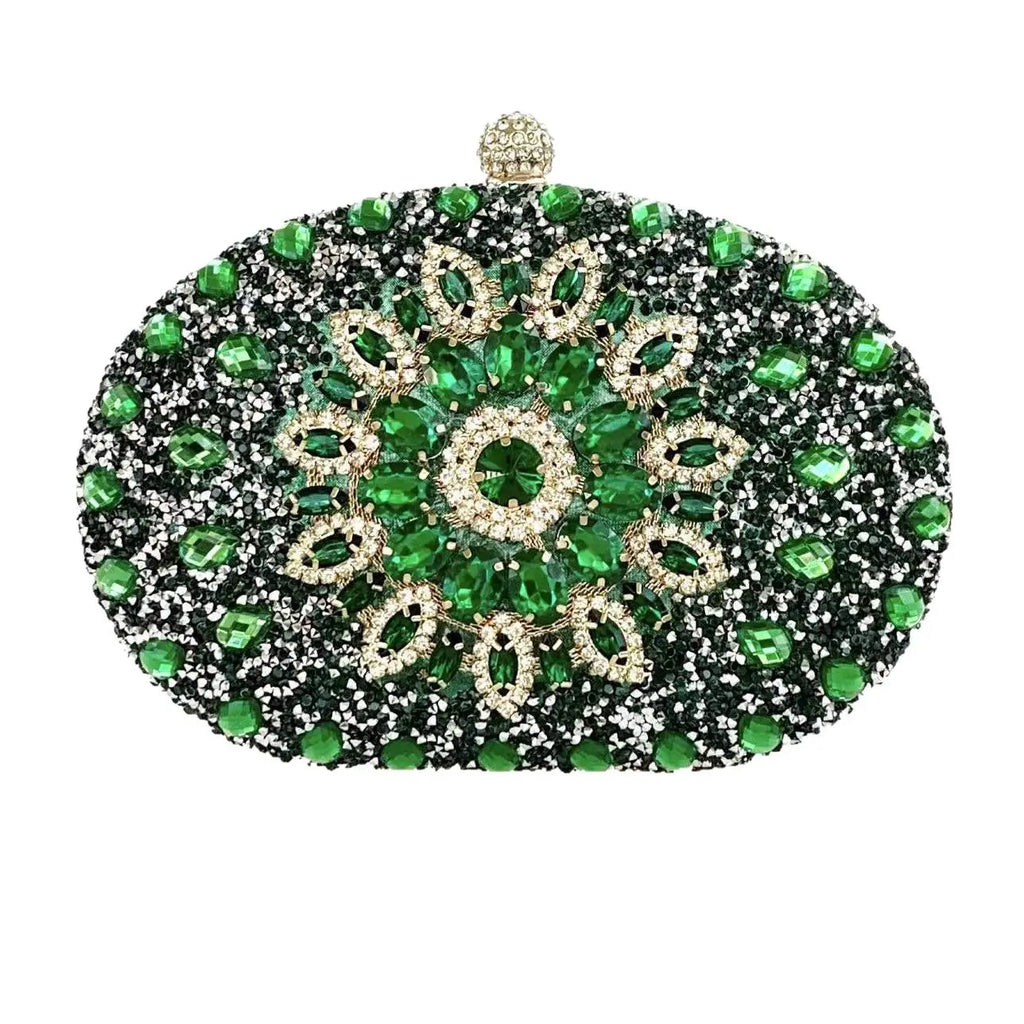 Flower Rhinestones Evening Bags Metal Prom Clutch Diamonds Clutch with Chain Shoulder Handbags Wedding Female Dress Purse Gift