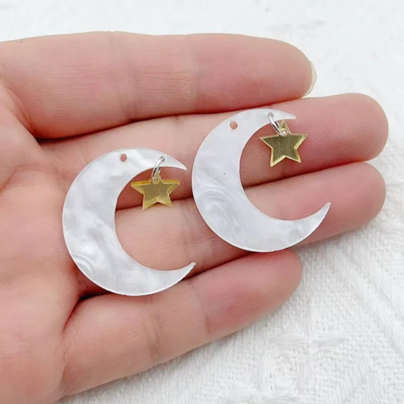 10pcs Acrylic Moon Cat Pendant DIY Accessories Earrings Accessories with Small Pendants