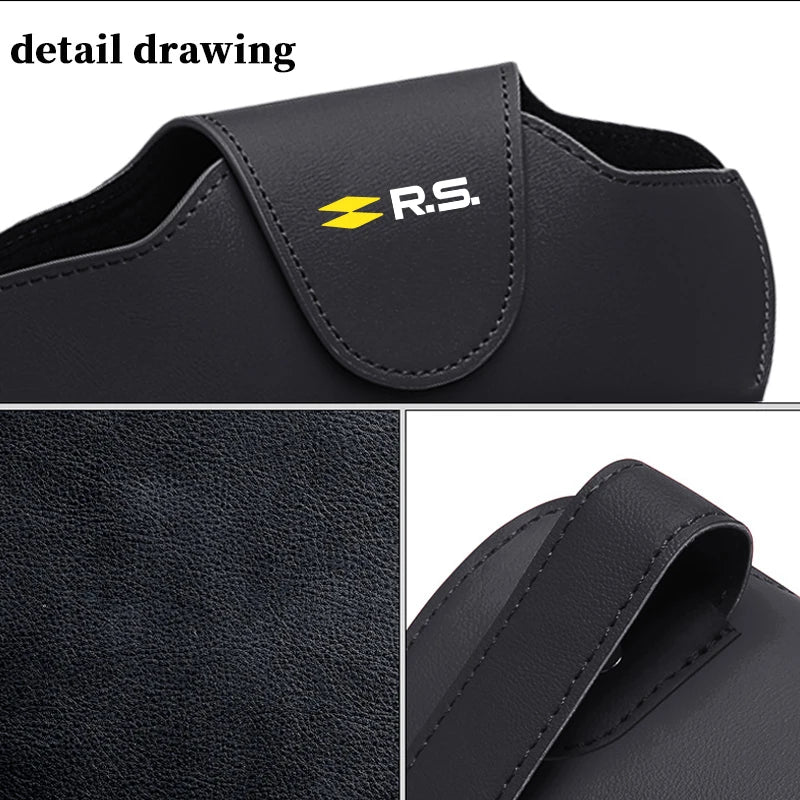 Leather Car Logo Sunglasses Case Sun Visor Sunglasses Storage Accessories For Renault Arkana Captur Twingo Talisman RS Line