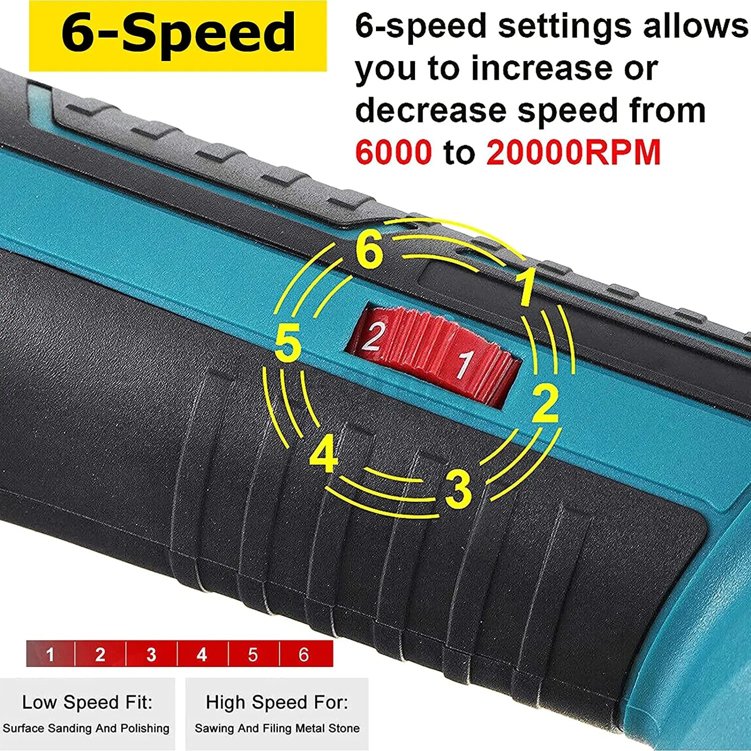 170W Electric Cordless Oscillator, 6-Gear Settings, 5000-20000r/Min, for Sawing/Cutting/Shoveling, For 18V/21V Makita Battery