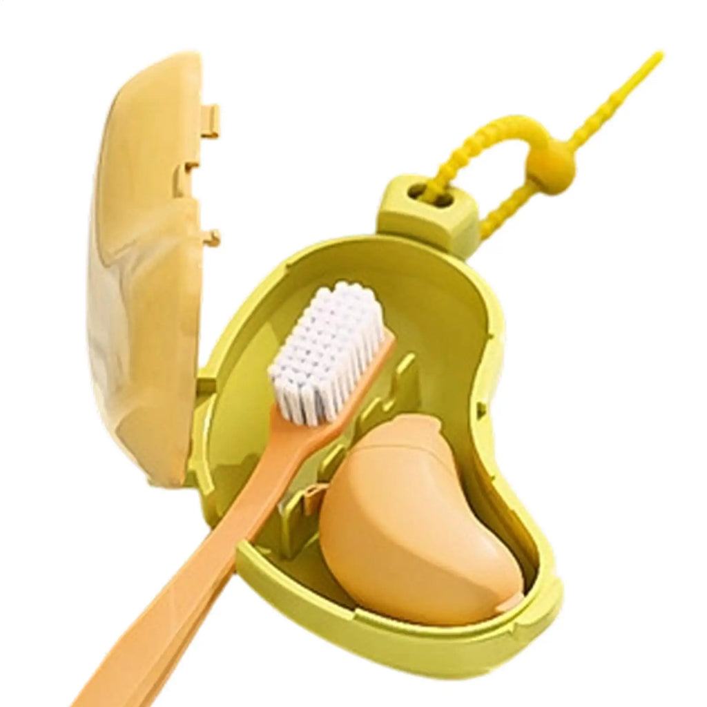Banana Shaped Silicone Travel Toothbrush Holder Built-in Toothpaste Dispenser Portable Dustproof Toothbrush Storage Case