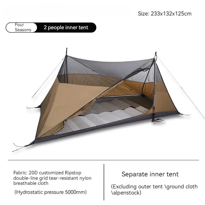 Yun Chuan double-sided silicon-coated double A pyramid 15D nylon rodless camping hiking outdoor ultralight tent