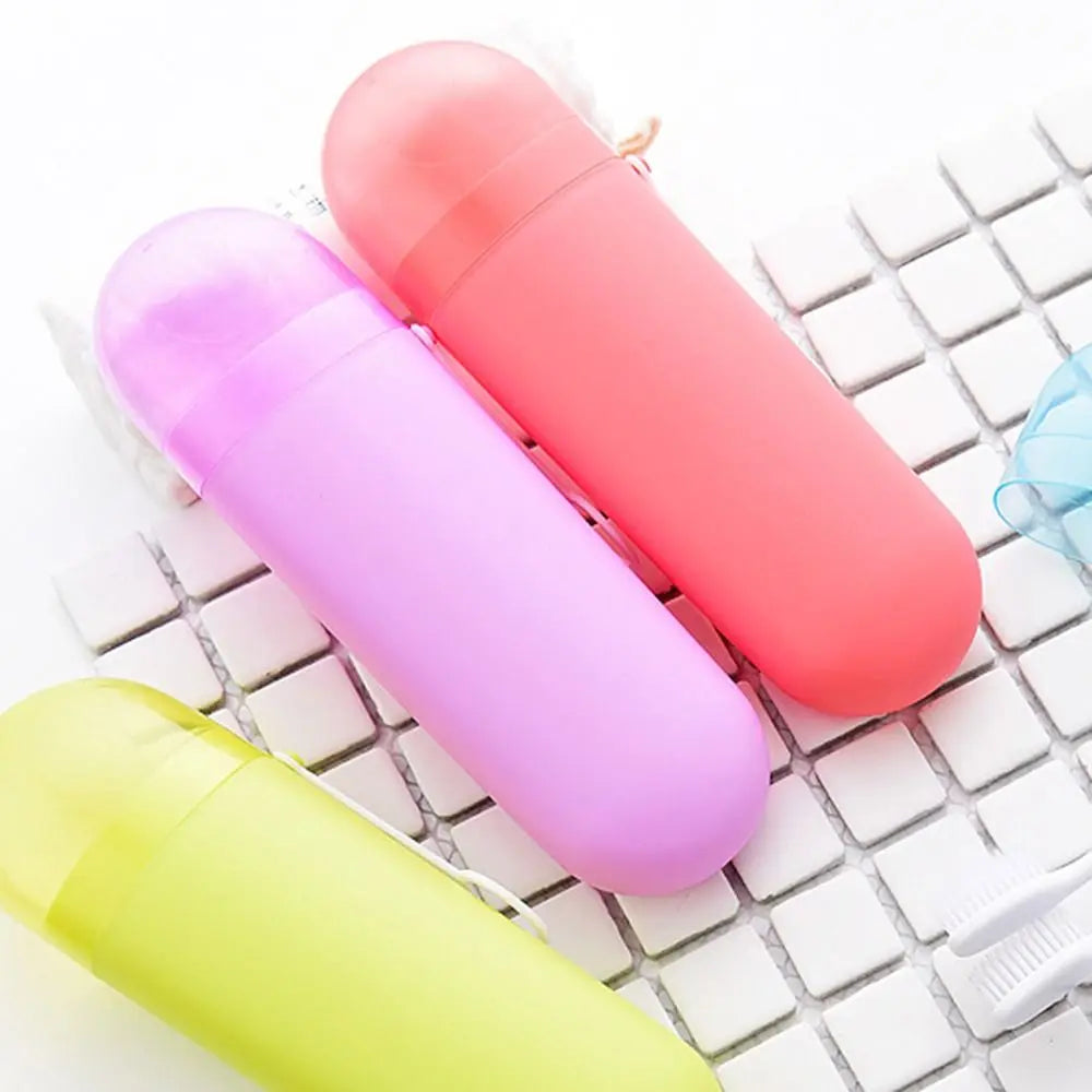 Dopamine Portable Toothbrush Case with Lid Hangable Travel Toothbrush Case Large Capacity Dustproof Toothbrush Storage Box