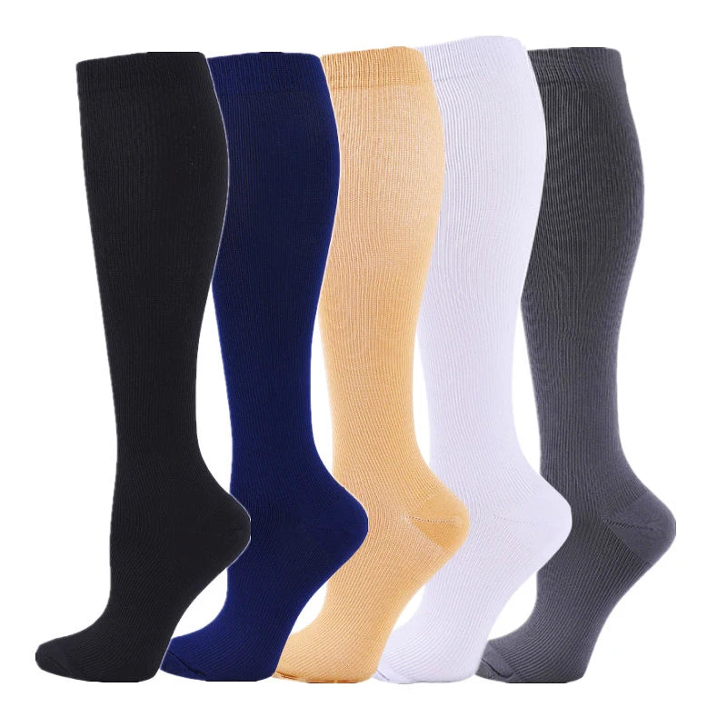 5 Pairs Compression Socks Women Medical Varicose Socks Diabetes Nurse Sports Socks Running Bicycle Basketball Football 20-30mmgh