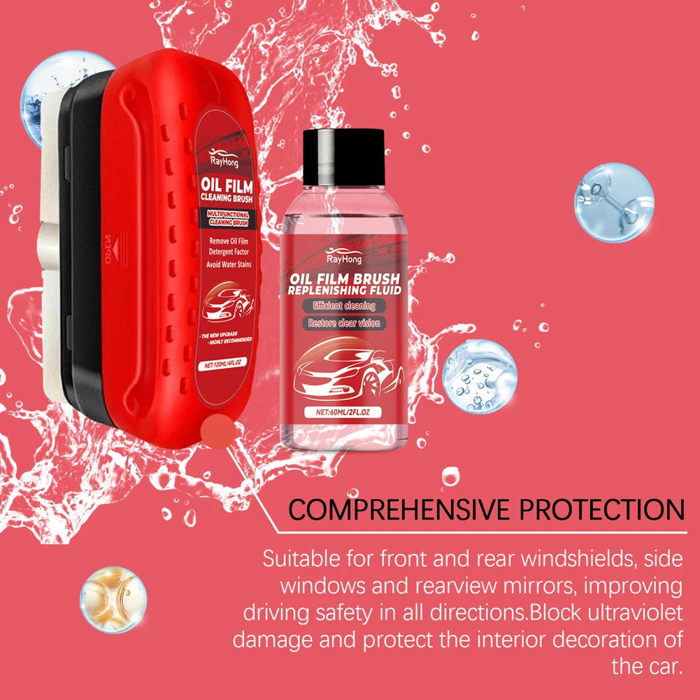 Car Glass Oil Film Remover Windshield Oil Film Cleaner Glass Sponge Cleaning Brush Glass Polishing Agent Car Maintenance Tools
