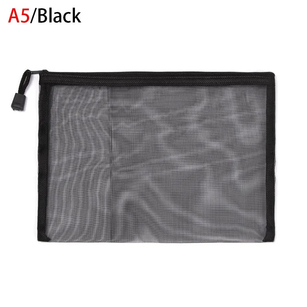 1pc Fashion Solid Color Makeup Cosmetic Handbags Coin Purse Transparent Grid Zipper Pencil Case Cosmetic Storage Mesh Pen Bag