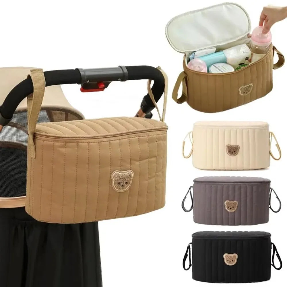 Korean Style Baby Diaper Bag Cute Bear Design Multifunctional Mommy Bag Storage Compartments Organizer Pockets